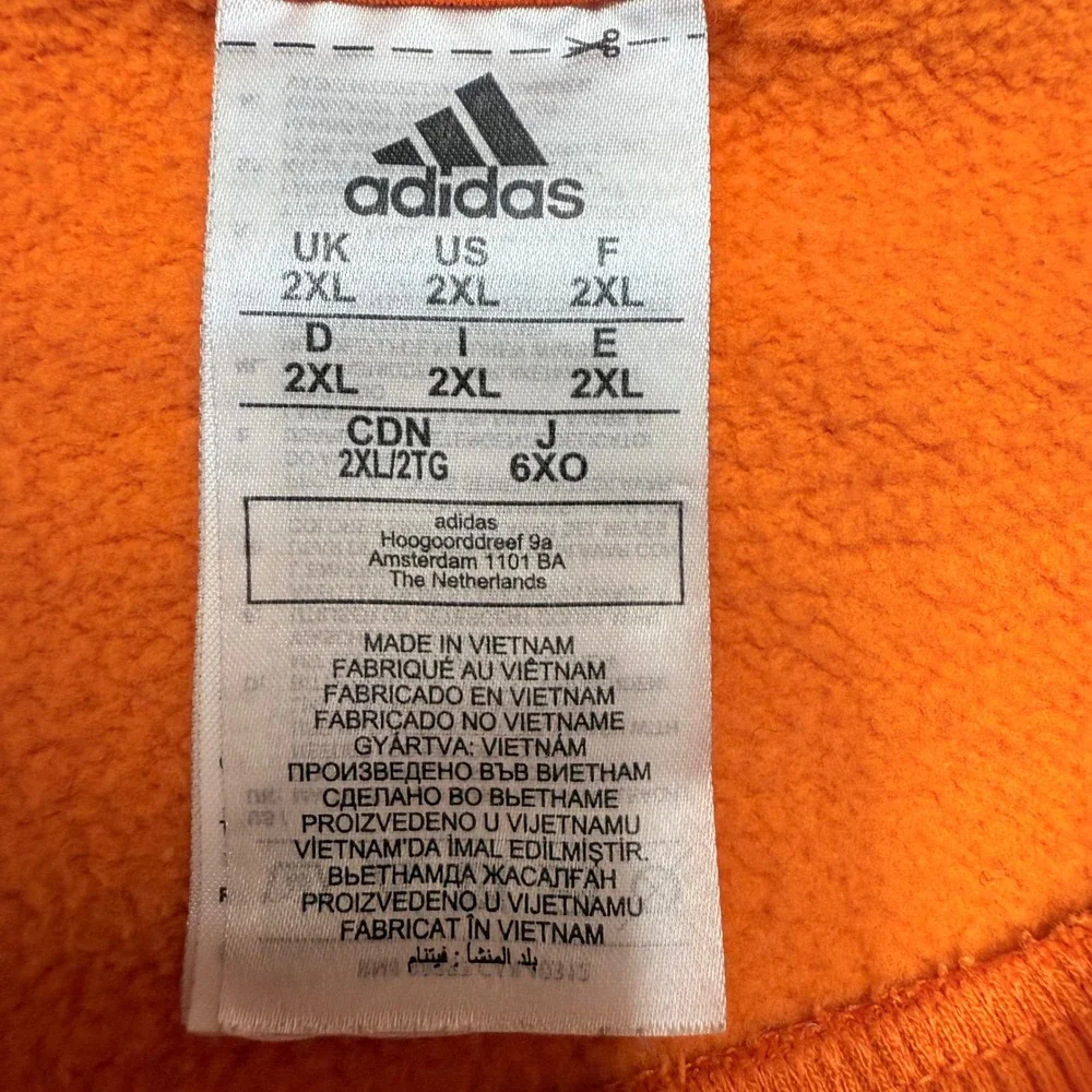 Adidas Crewneck‎ Sweatshirt Pullover Jumper Orange White Logo Mens 2XL
